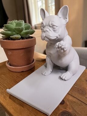 Hand Crafted French Bulldog Dog Raised Paw Phone Holder